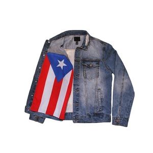 Men’s Denim Jacket with Puerto Rican flag